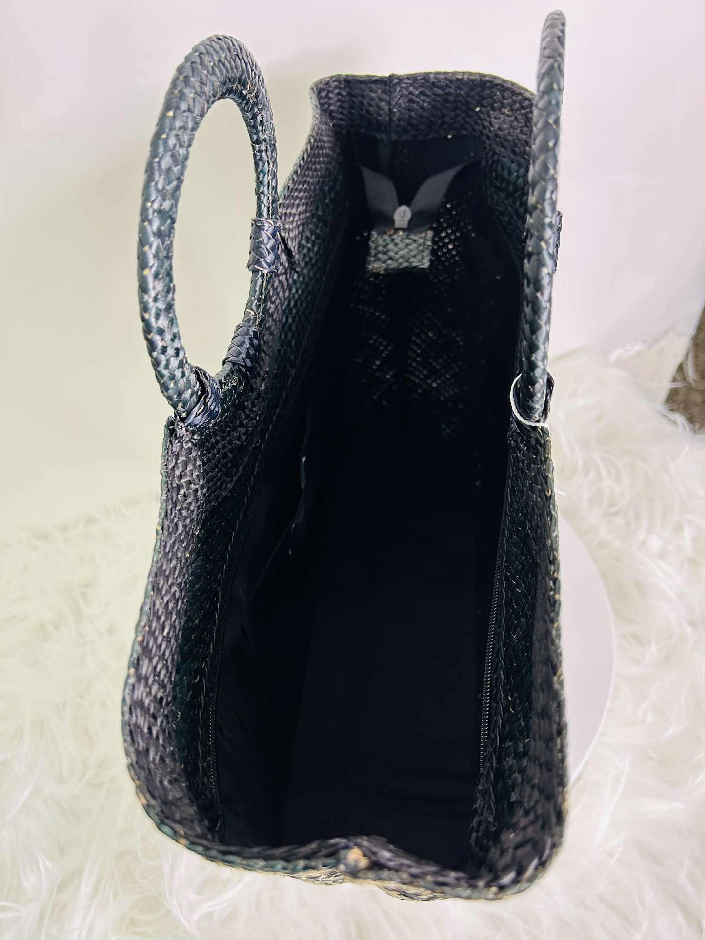 Medium Handwoven Banig Handbag with Round Handle