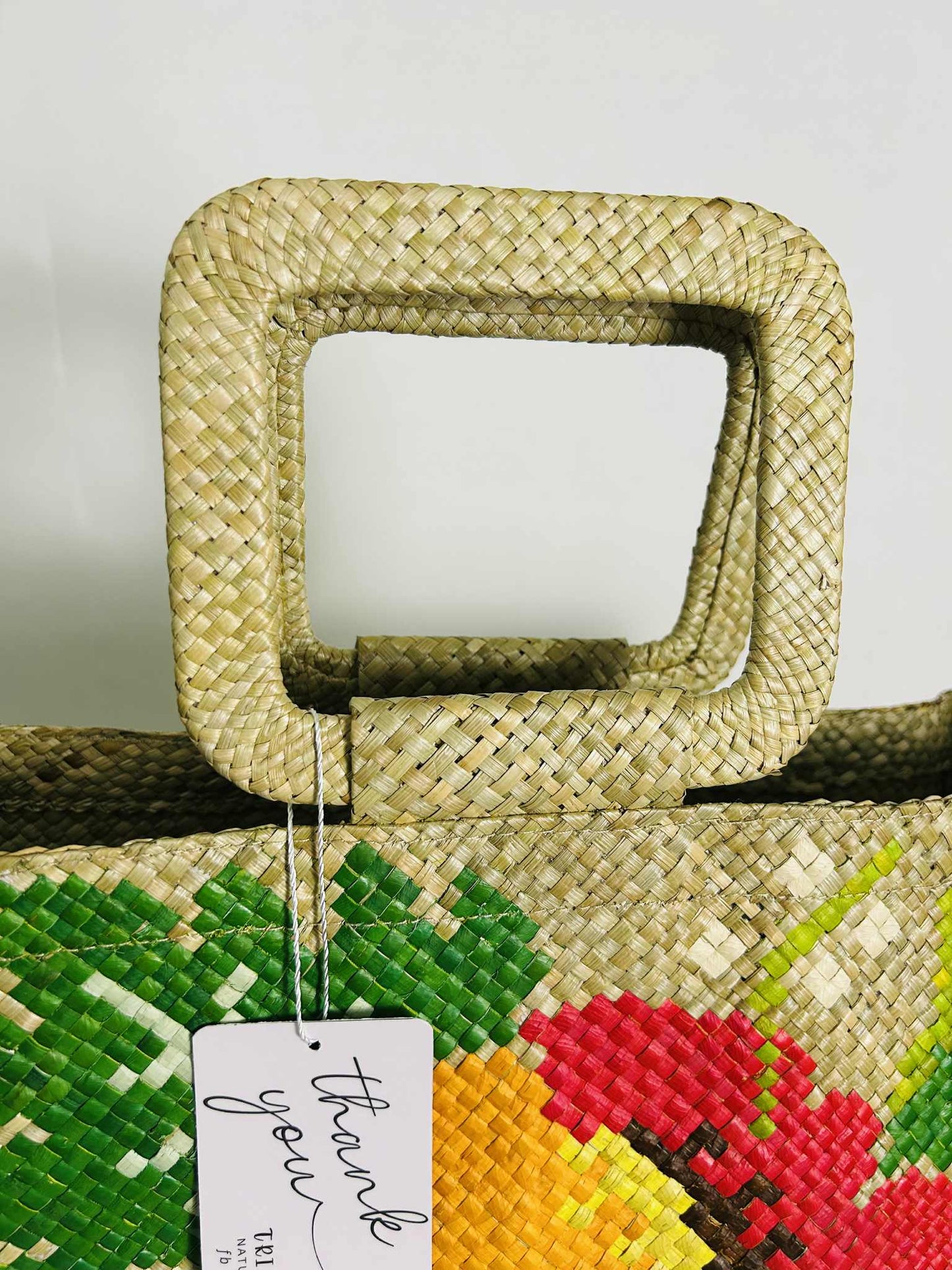 Medium Handwoven Banig Handbag with Square Handle