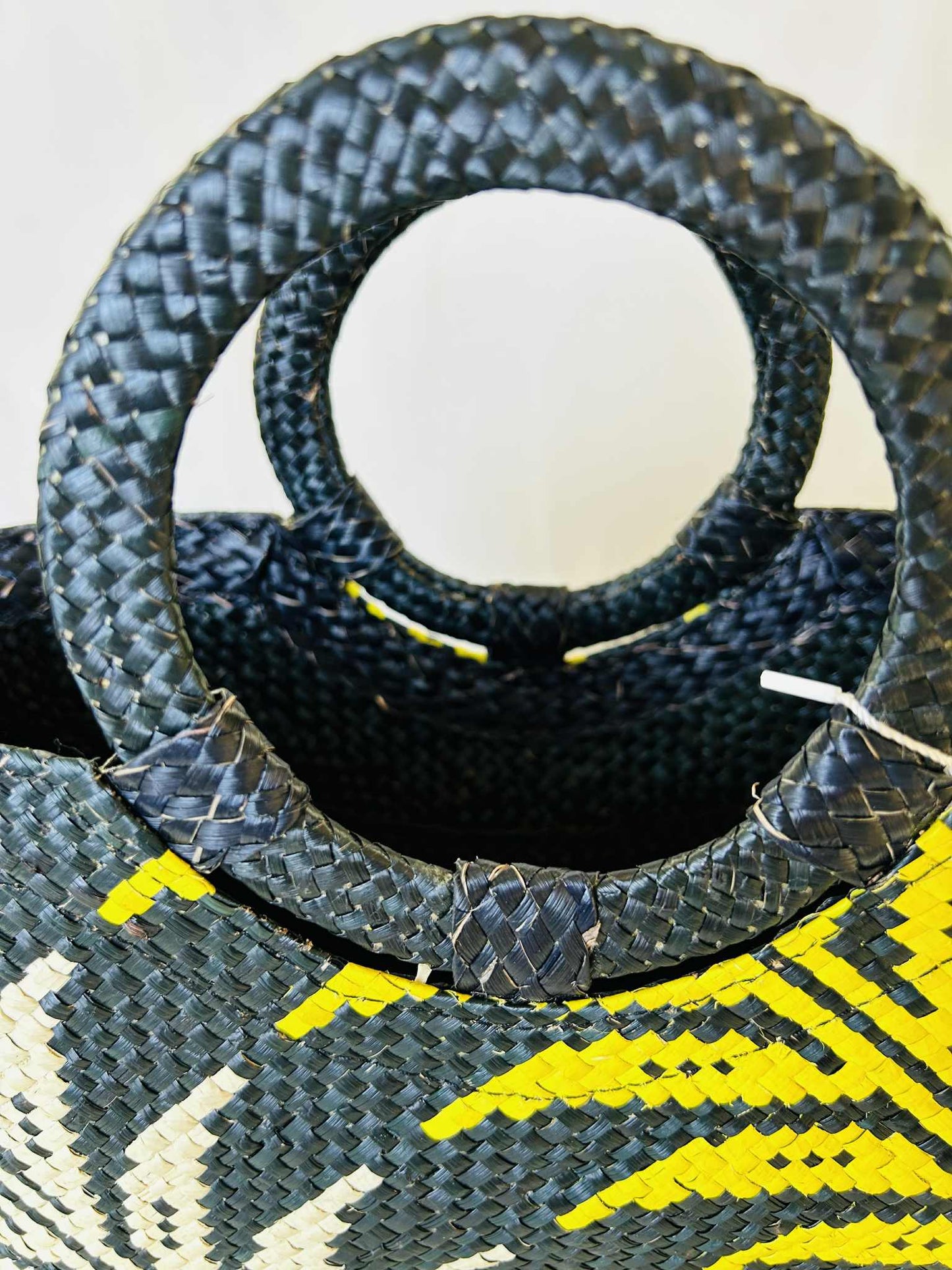 Small Handwoven Banig Handbag with Round Handle