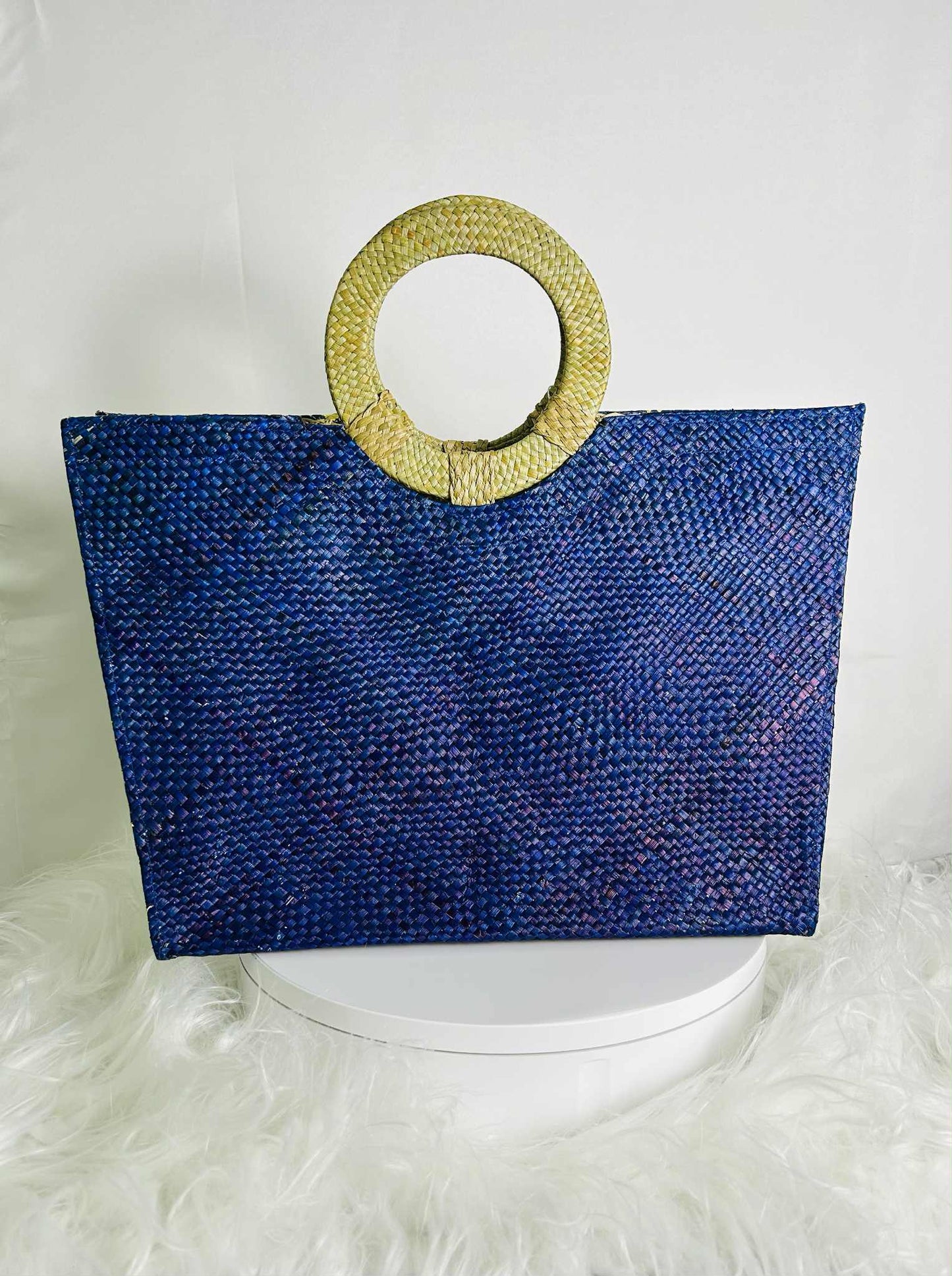 Medium Expandable Handwoven Banig Handbag with Round Handle
