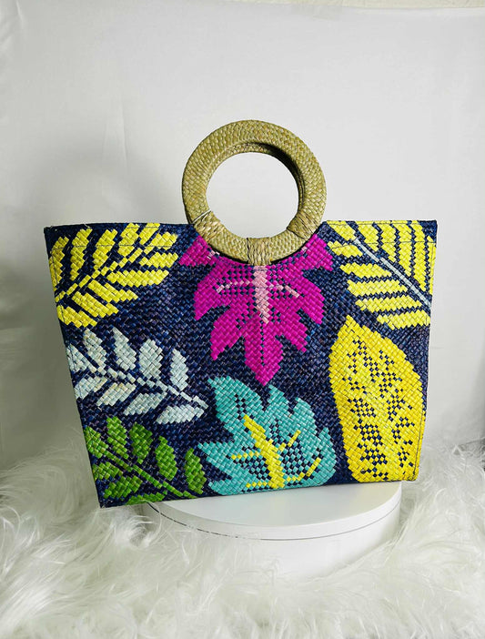 Medium Expandable Handwoven Banig Handbag with Round Handle