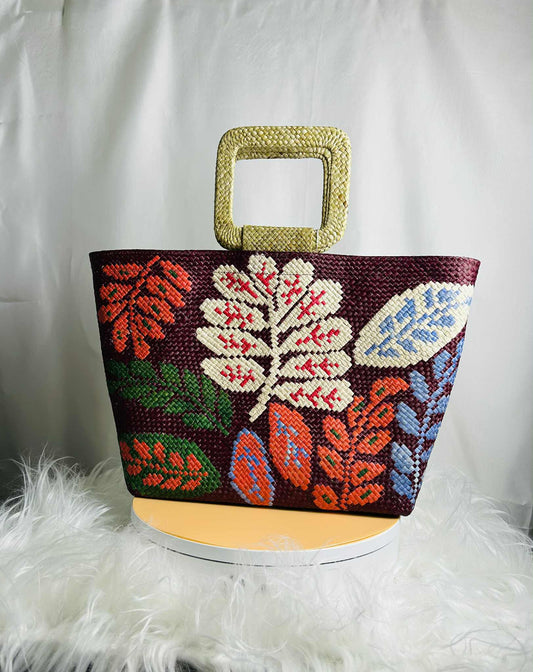 Medium Handwoven Banig Bag with Square Handle
