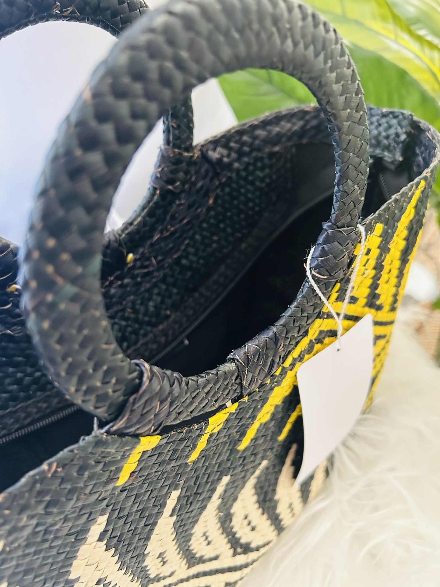 Small Handwoven Banig Handbag with Round Handle