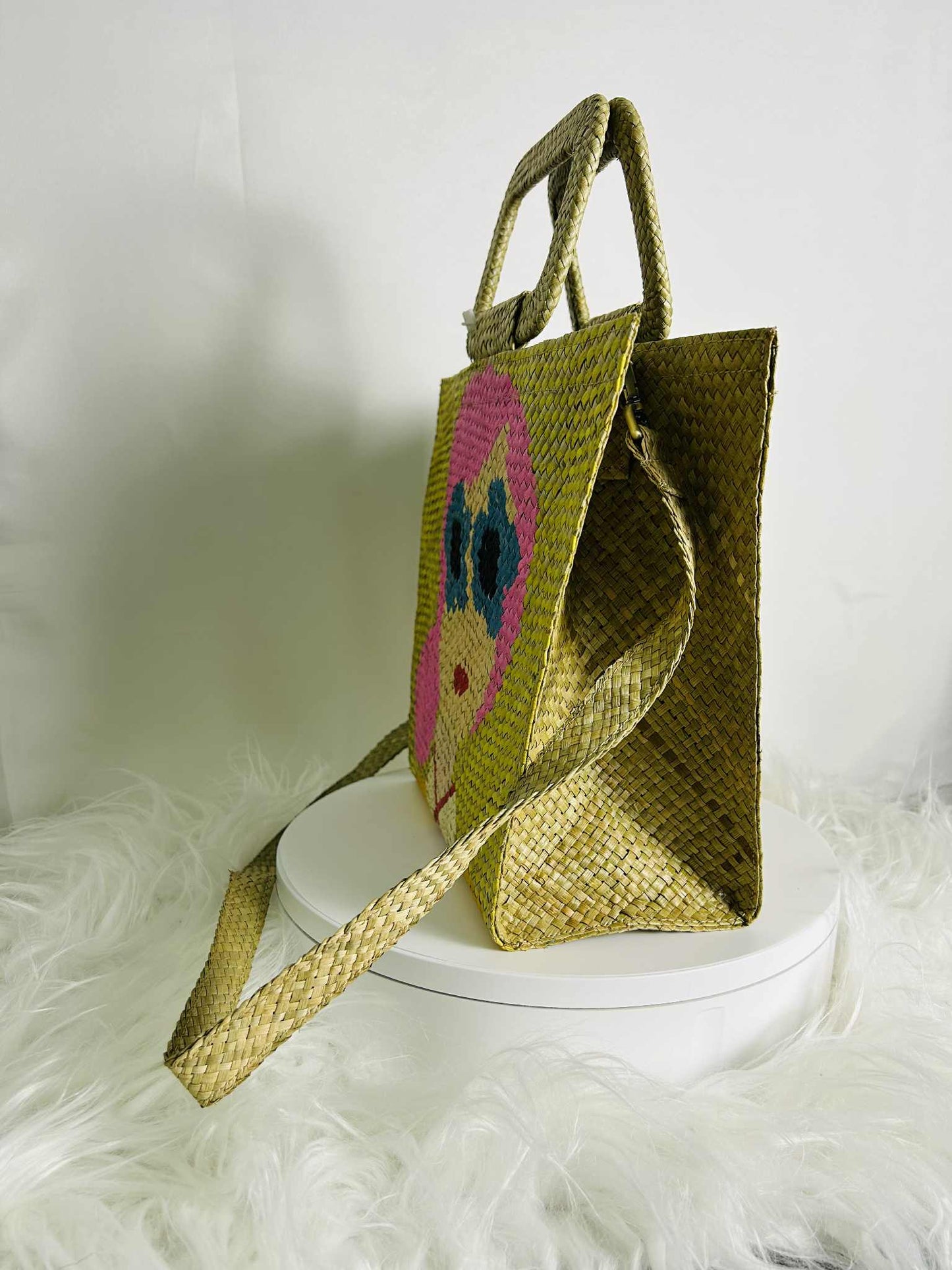 Handwoven Banig Face Tote Handbag with Strap