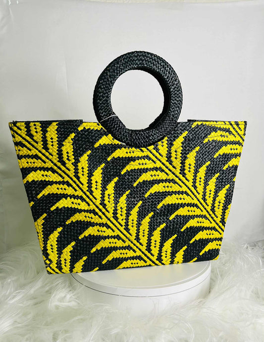 Medium Expandable Handwoven Banig Handbag with Round Handle