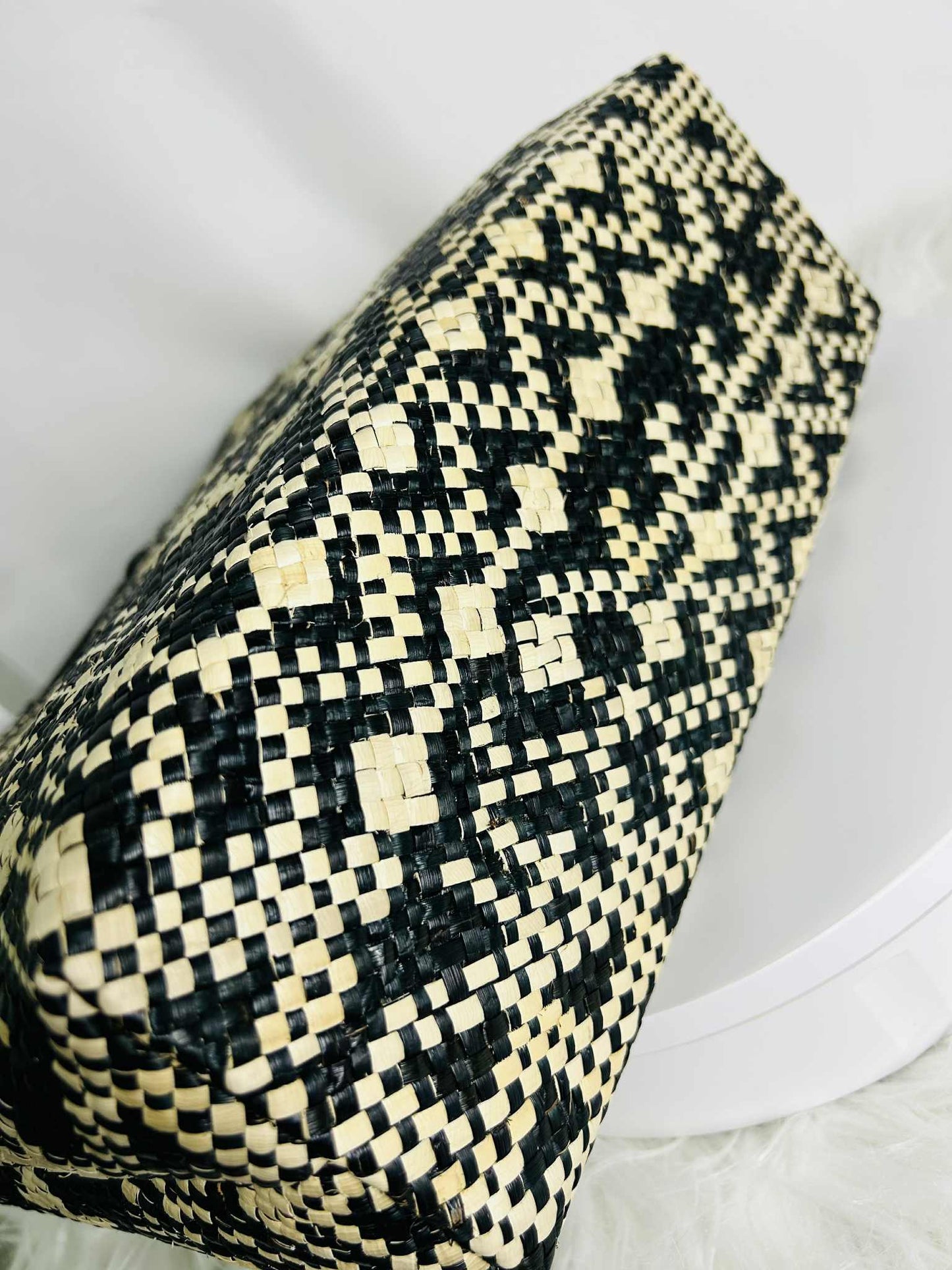 Medium Handwoven Banig Handbag with Round Handle