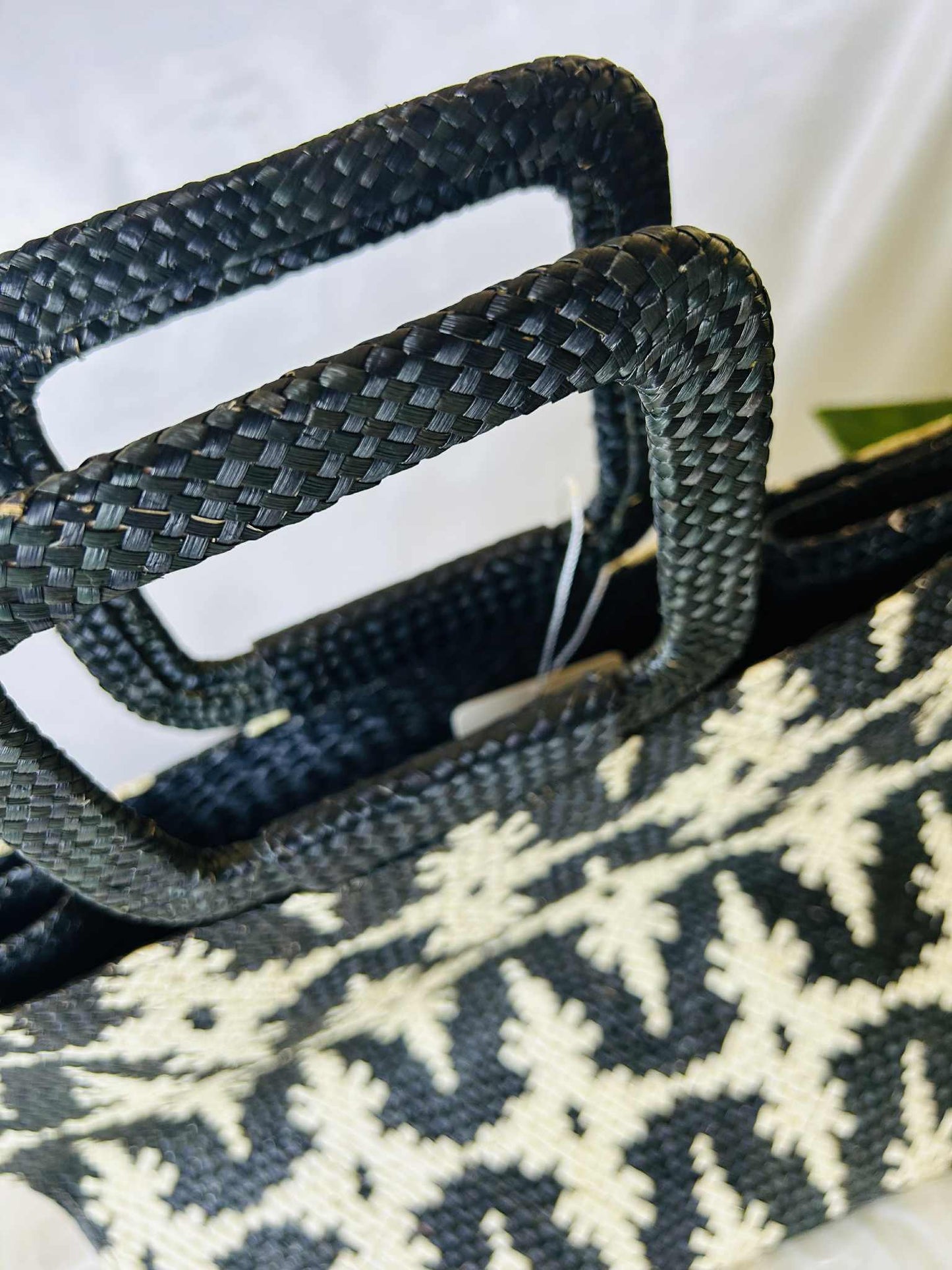 Medium Expandable Handwoven Banig Bag with Square Handle