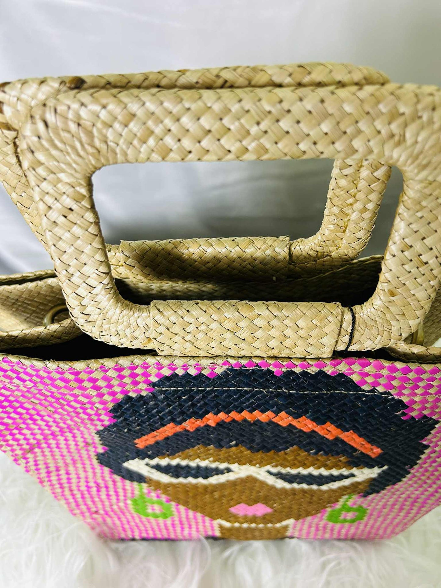 Handwoven Banig Face Tote Handbag with strap