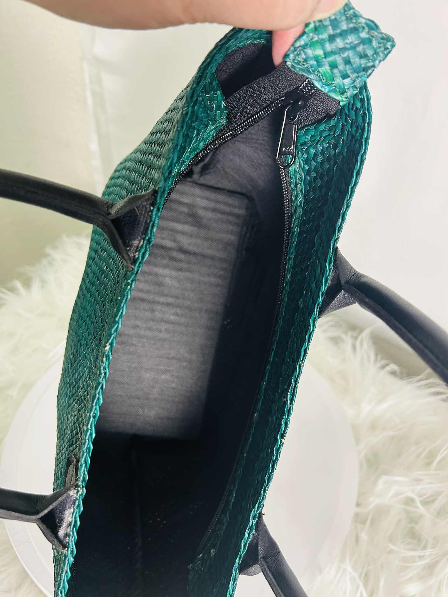 Customized Handwoven Banig Handbag with Leather Handle