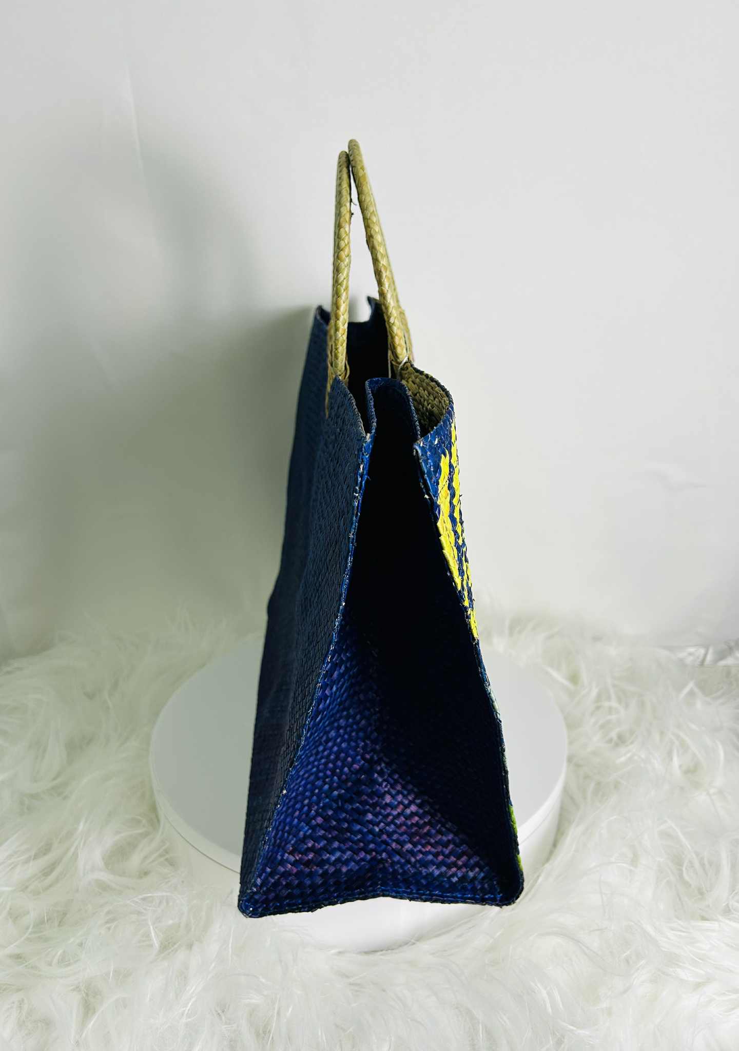 Medium Expandable Handwoven Banig Handbag with Round Handle