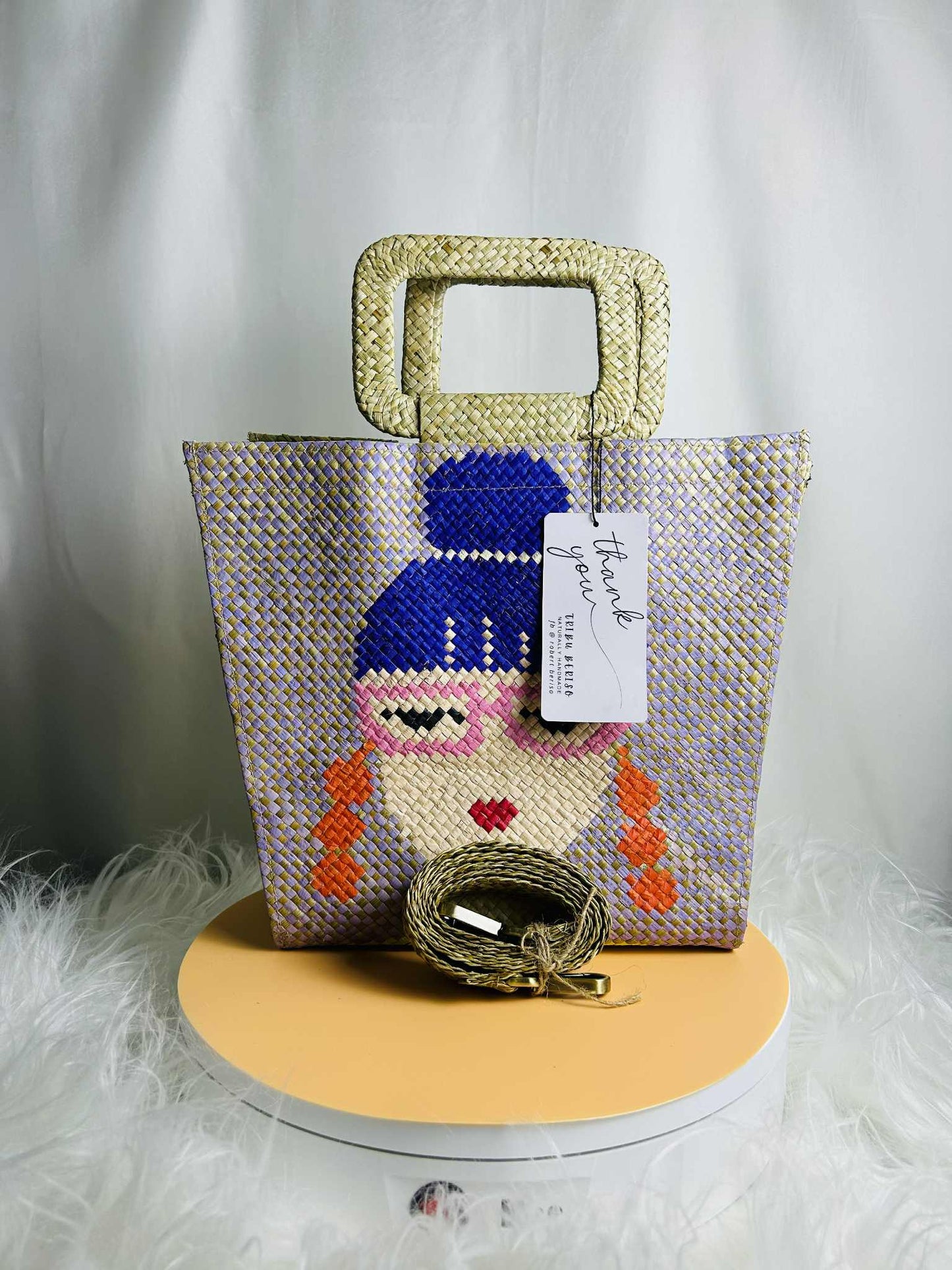 Handwoven Banig Face Tote Handbag with strap