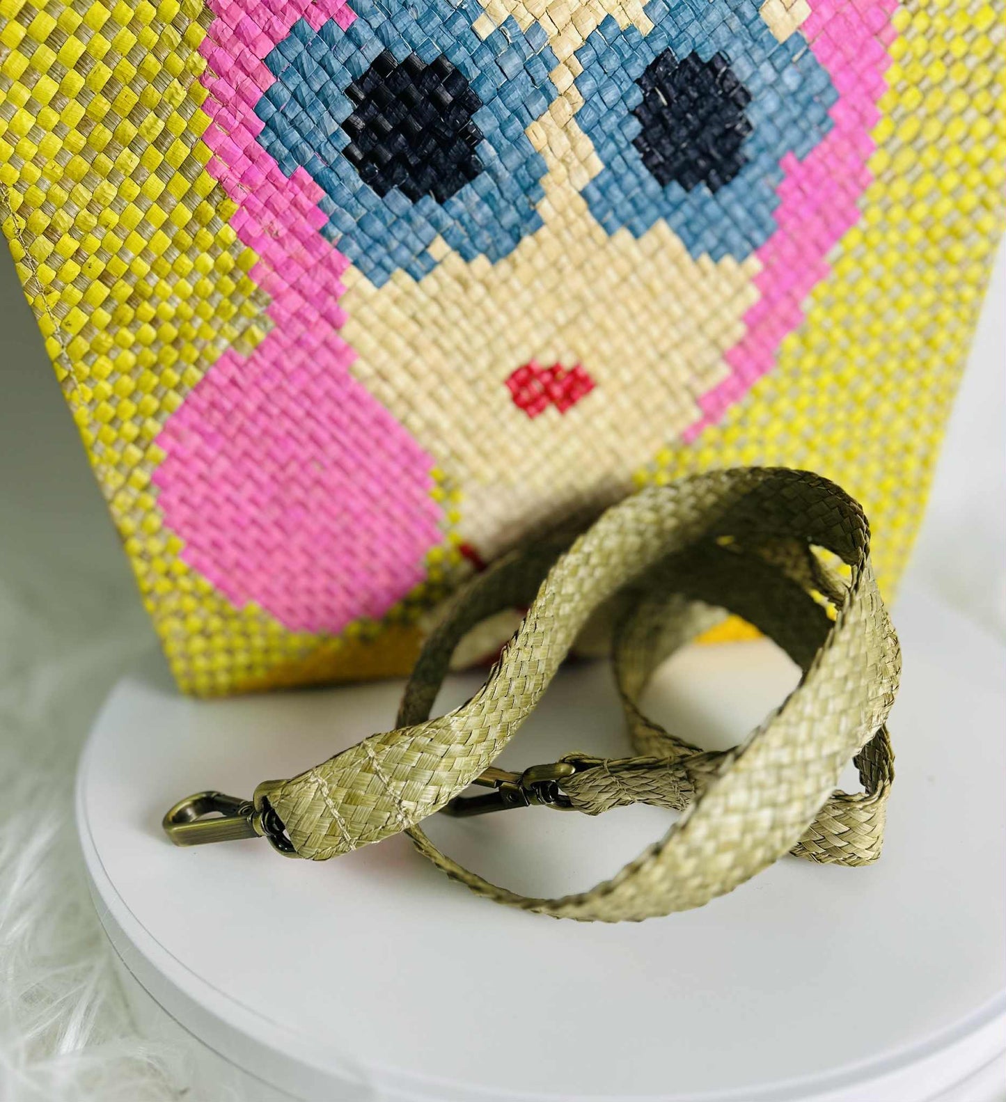 Handwoven Banig Face Tote Handbag with Strap