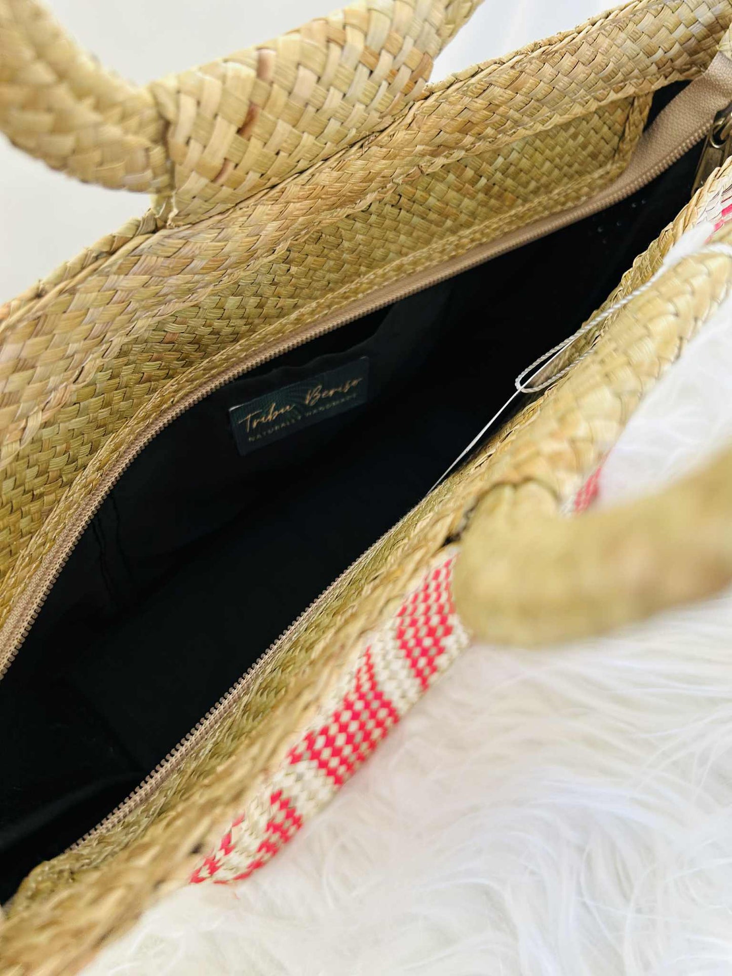 Small Handwoven Banig Tote Bag with Round Handle