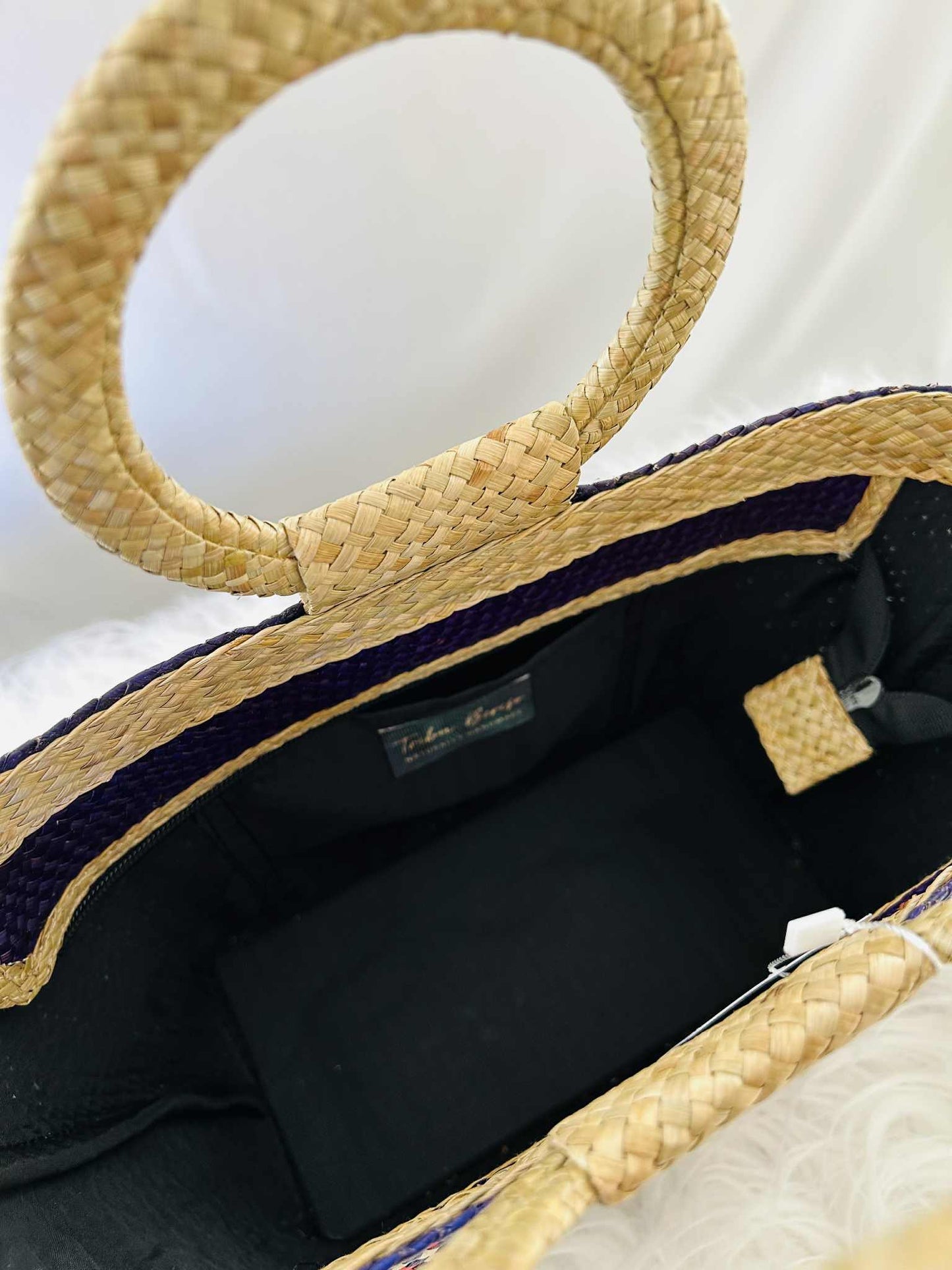 Small Handwoven Banig Tote Bag with Round Handle