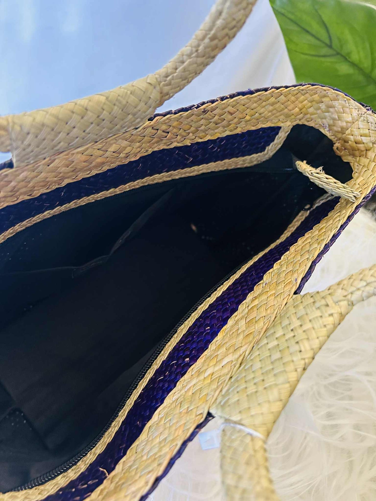 Small Handwoven Banig Tote Bag with Round Handle