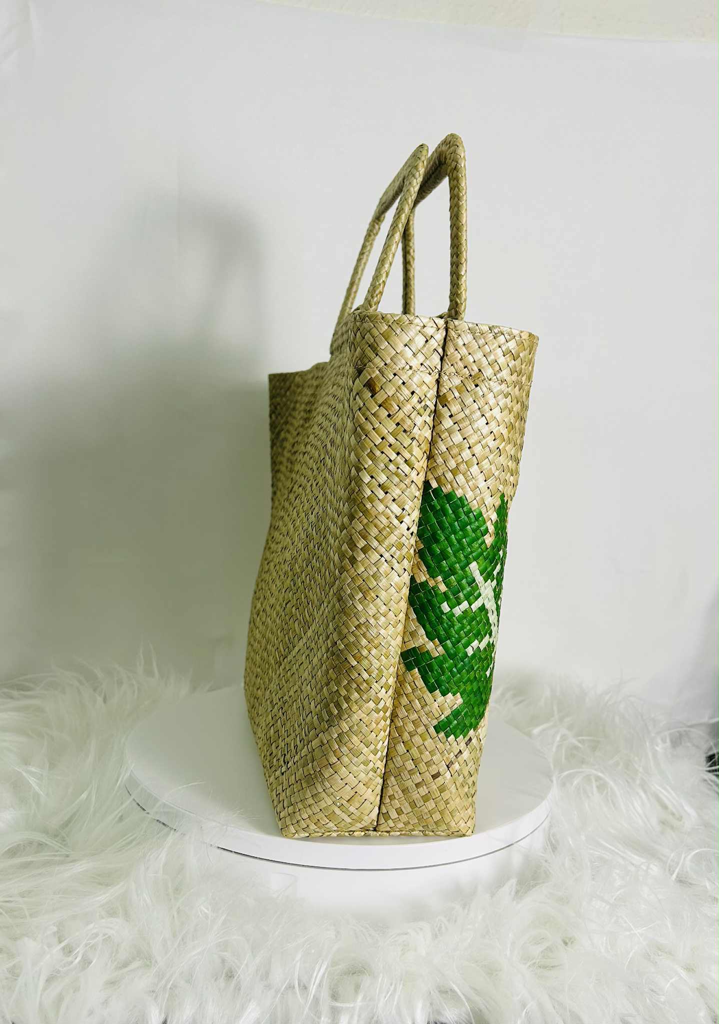 Medium Handwoven Banig Handbag with Square Handle