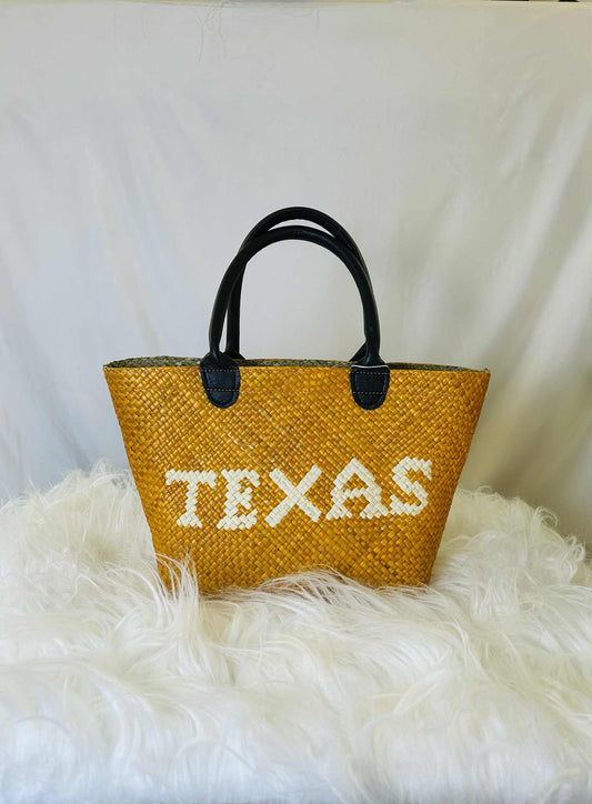 TEXAS Handwoven Banig Handbag with Leather Handle