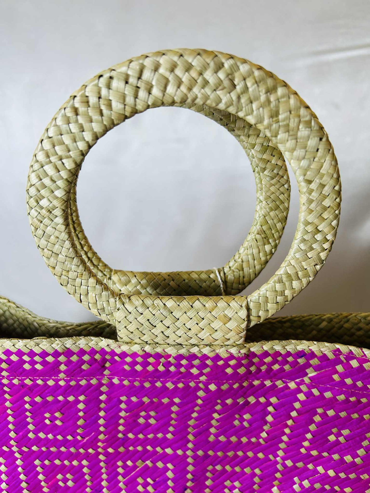 Small Handwoven Banig Tote Bag with Round Handle