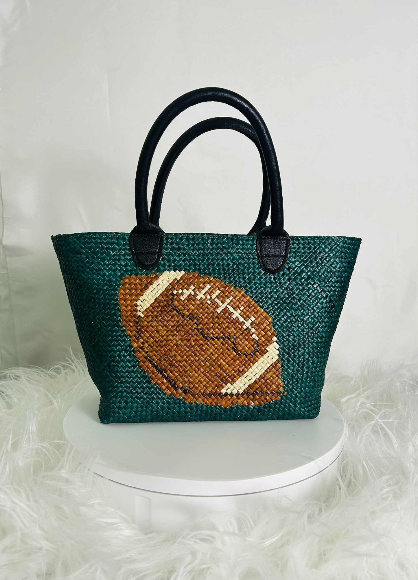 Customized Handwoven Banig Handbag with Leather Handle