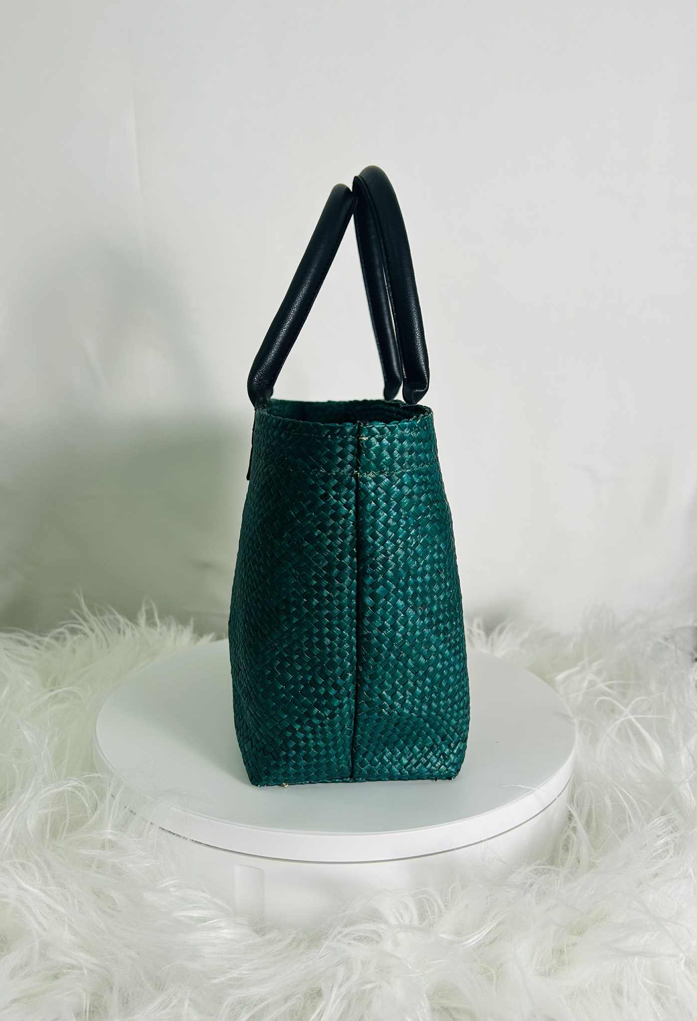 Customized Handwoven Banig Handbag with Leather Handle