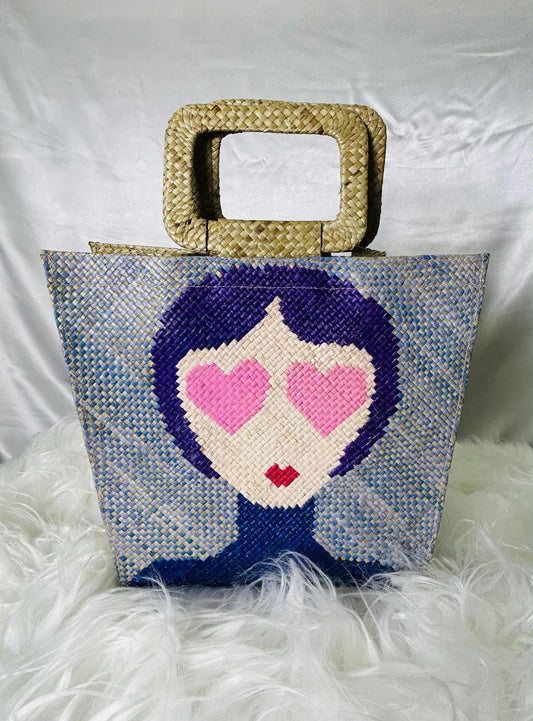 Handwoven Banig Face Tote Handbag with strap