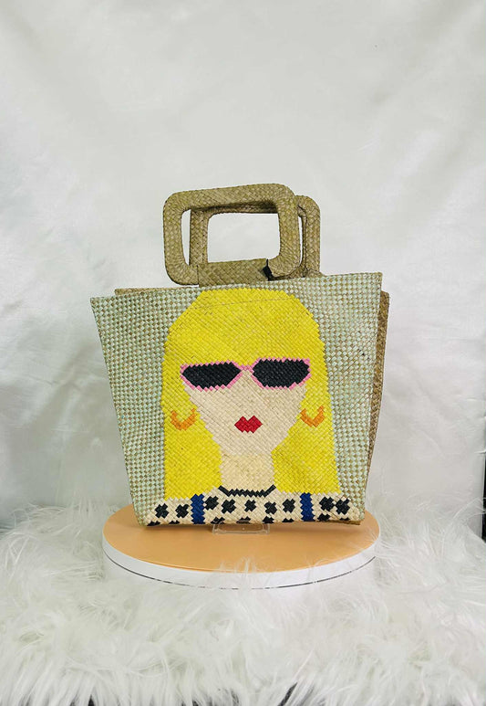 Handwoven Banig Face Tote Handbag with strap