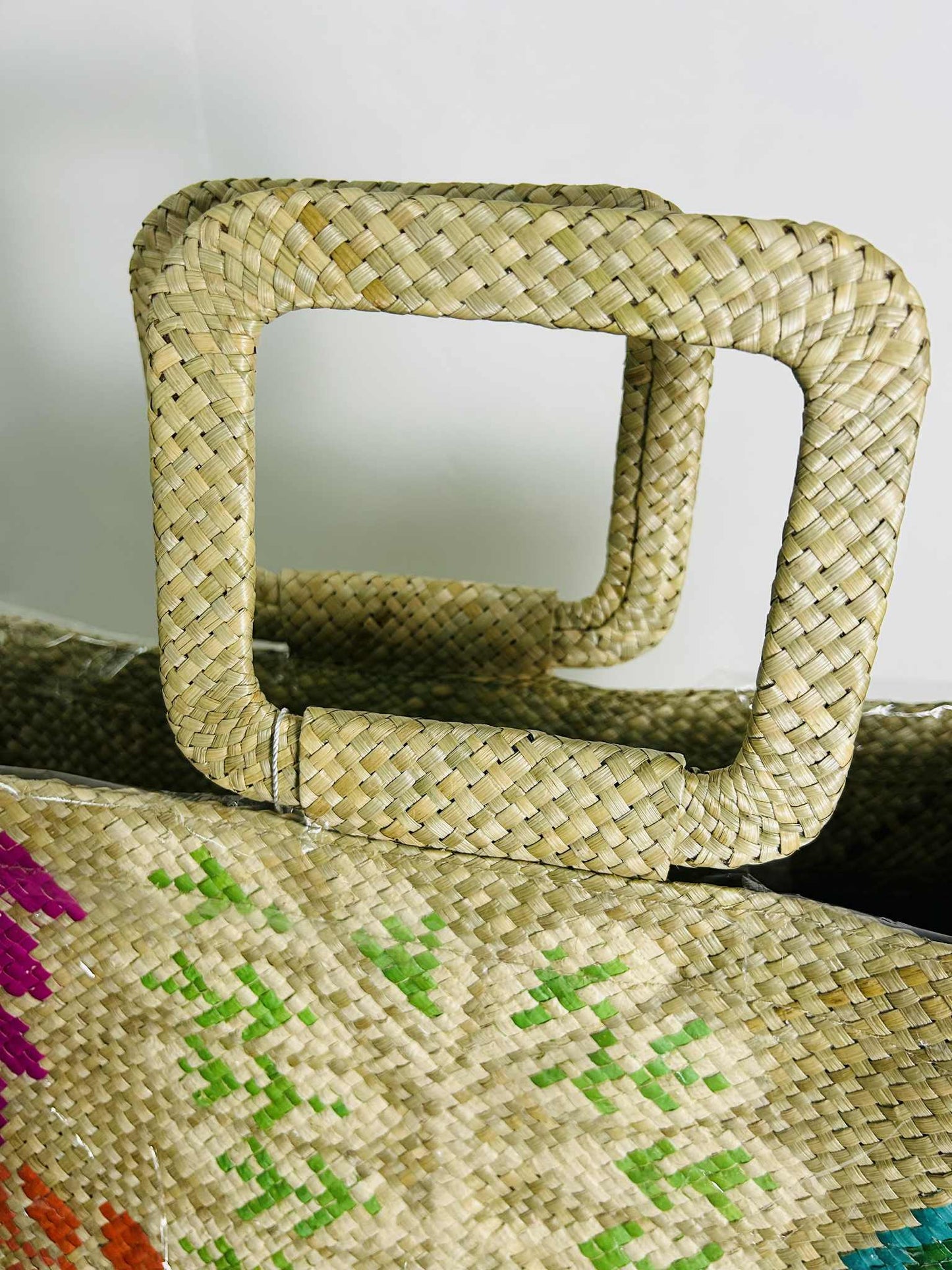 Medium Handwoven Banig Handbag with Square Handle