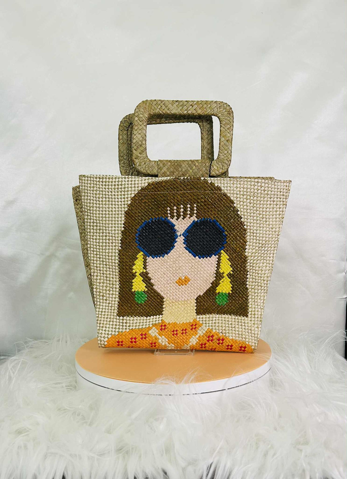 Handwoven Banig Face Tote Handbag with strap