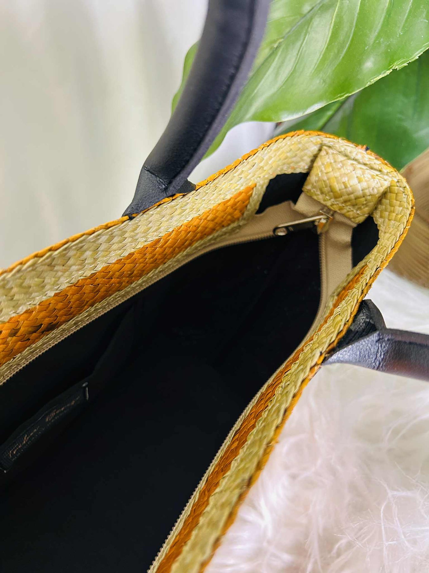 Customized Handwoven Banig Handbag with Leather Handle