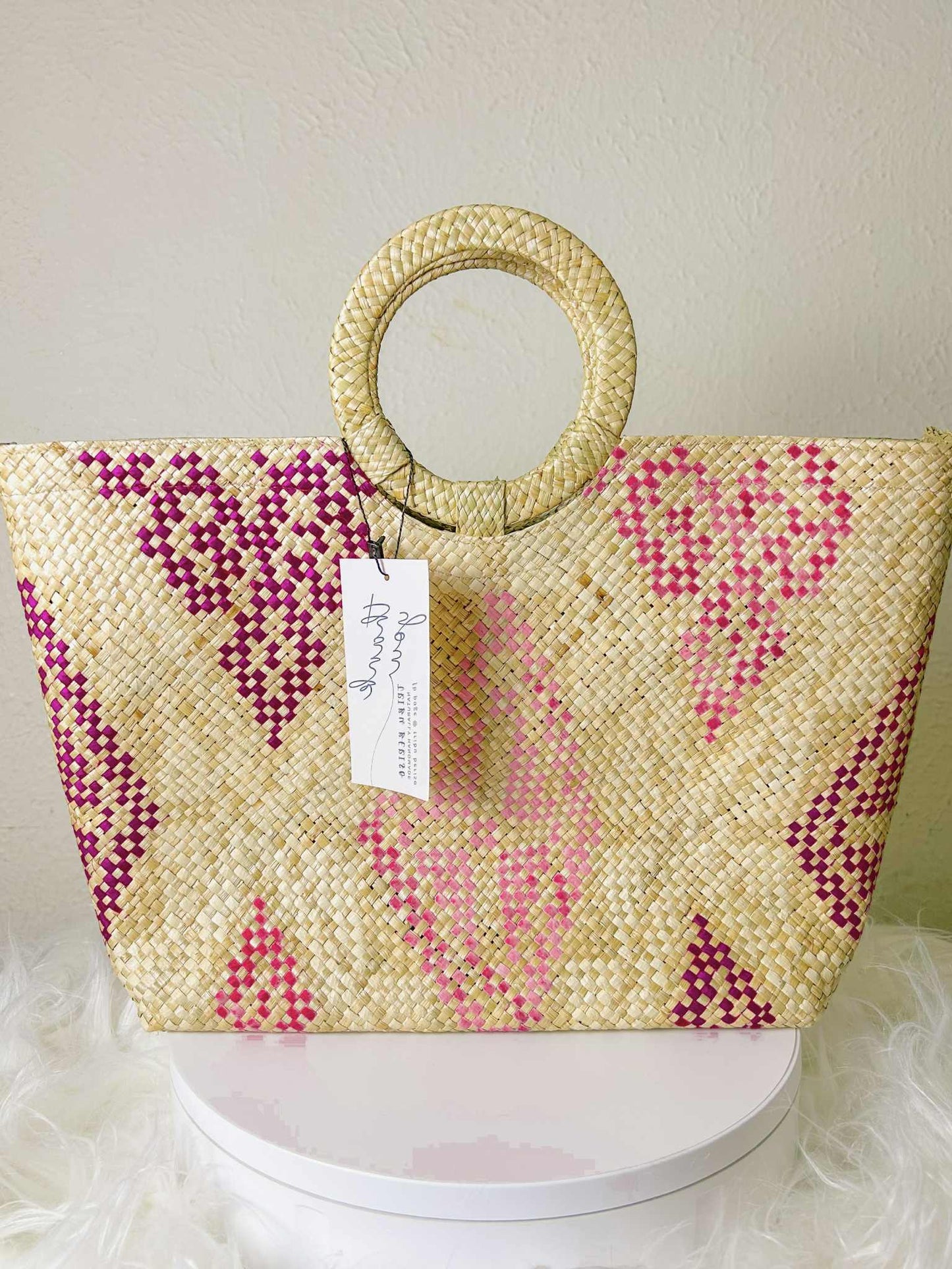 Medium Handwoven Banig Handbag with Round Handle