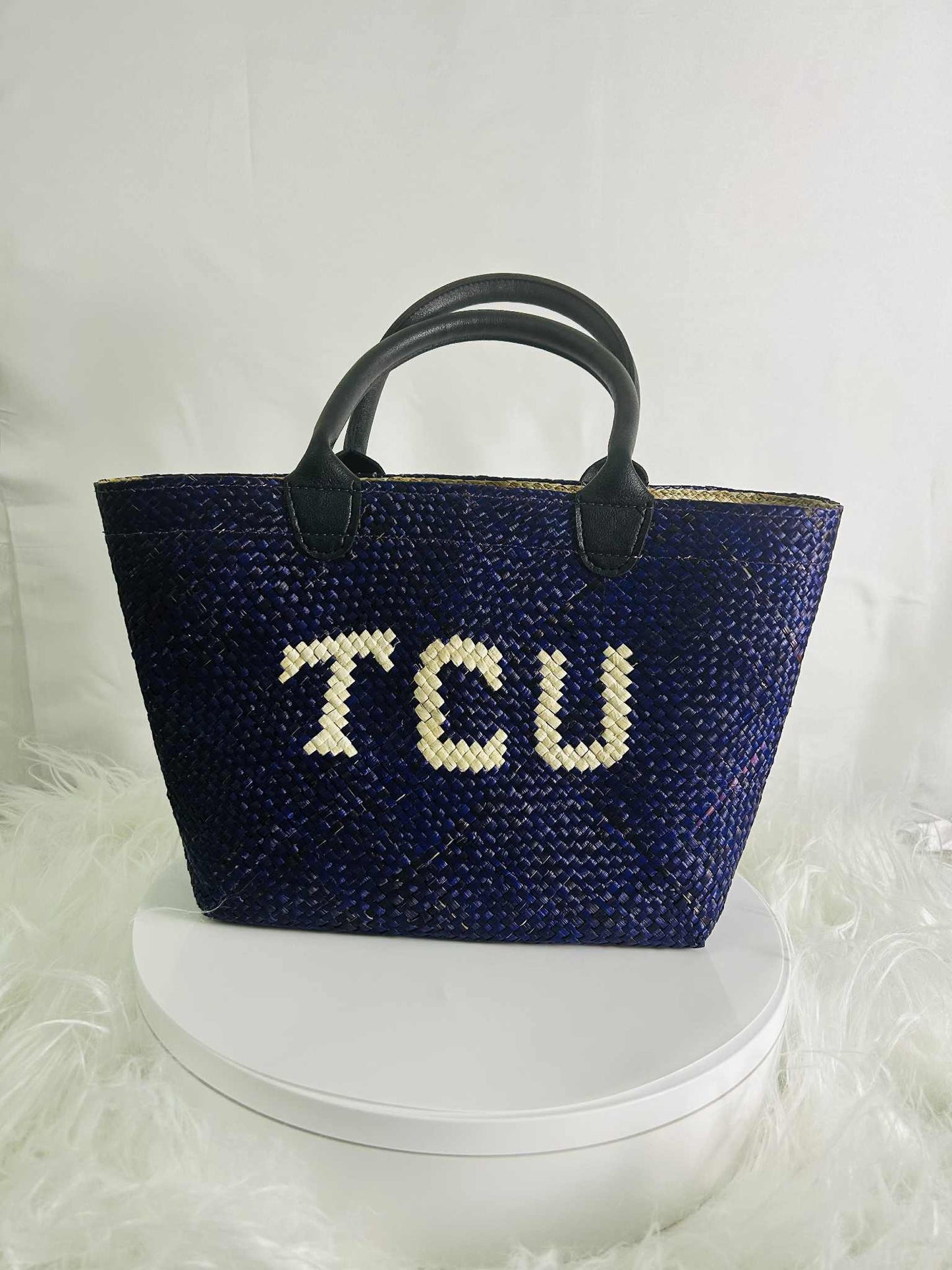 Customized Handwoven Banig Handbag with Leather Handle