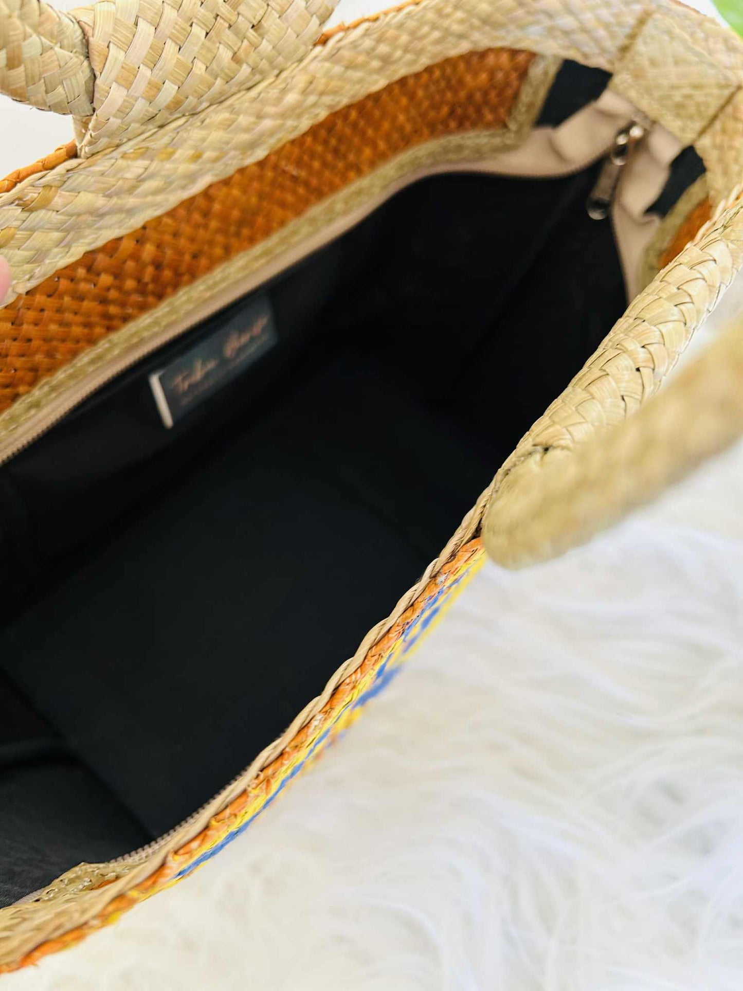 Small Handwoven Banig Tote Bag with Round Handle