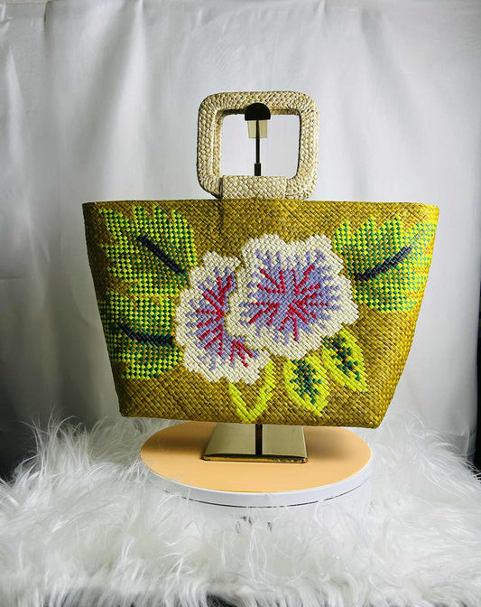 Medium Handwoven Banig Bag with Square Handle