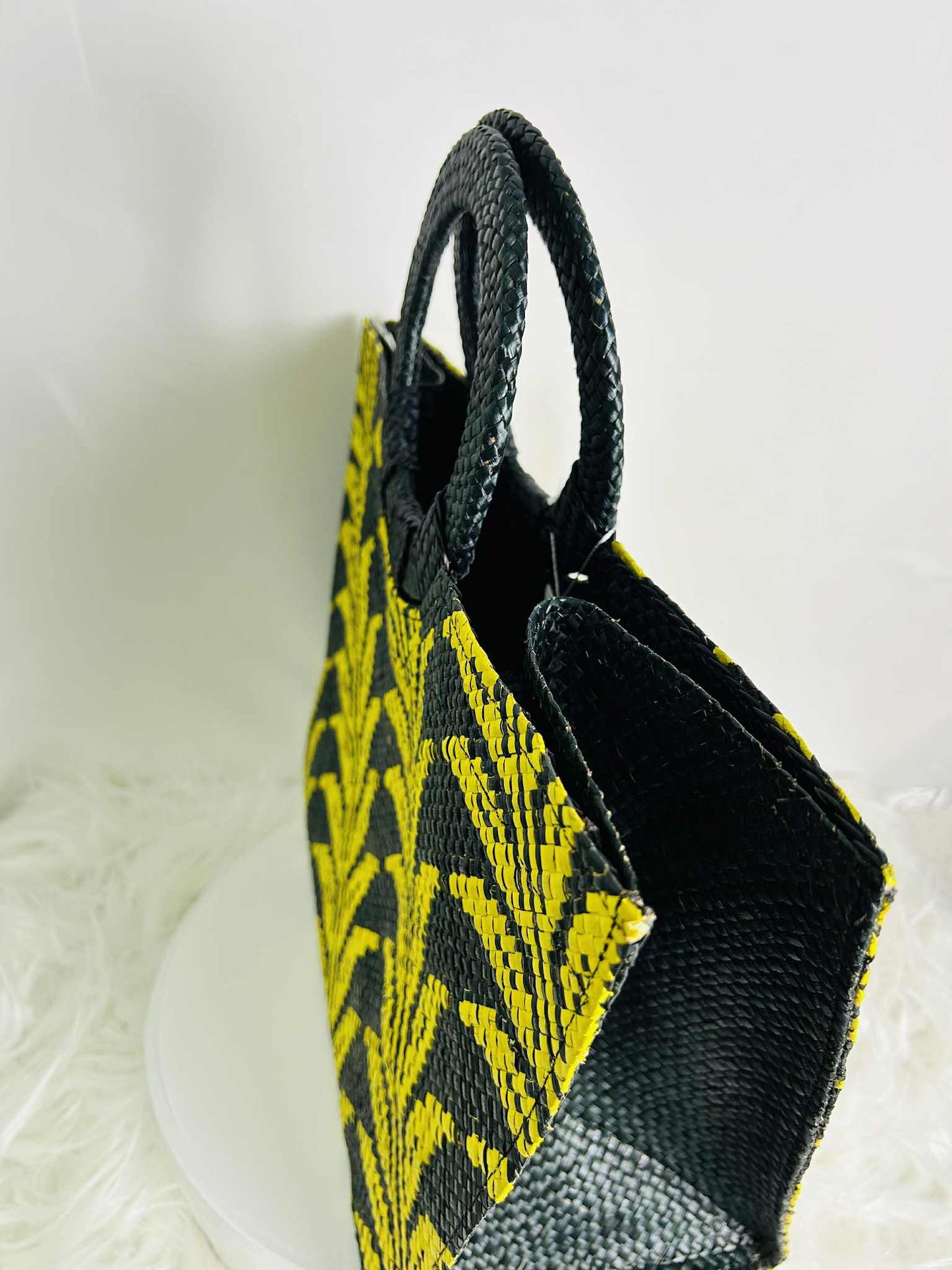 Medium Expandable Handwoven Banig Handbag with Round Handle
