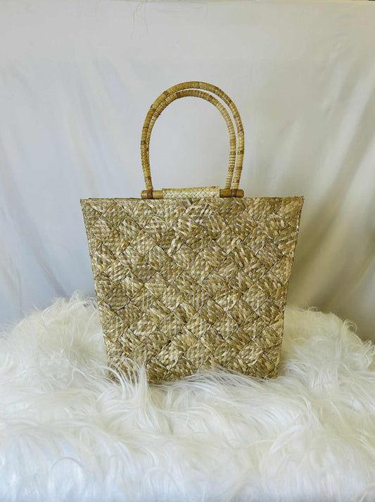 Linara Small Expandable Tote Bag with Rattan Handle