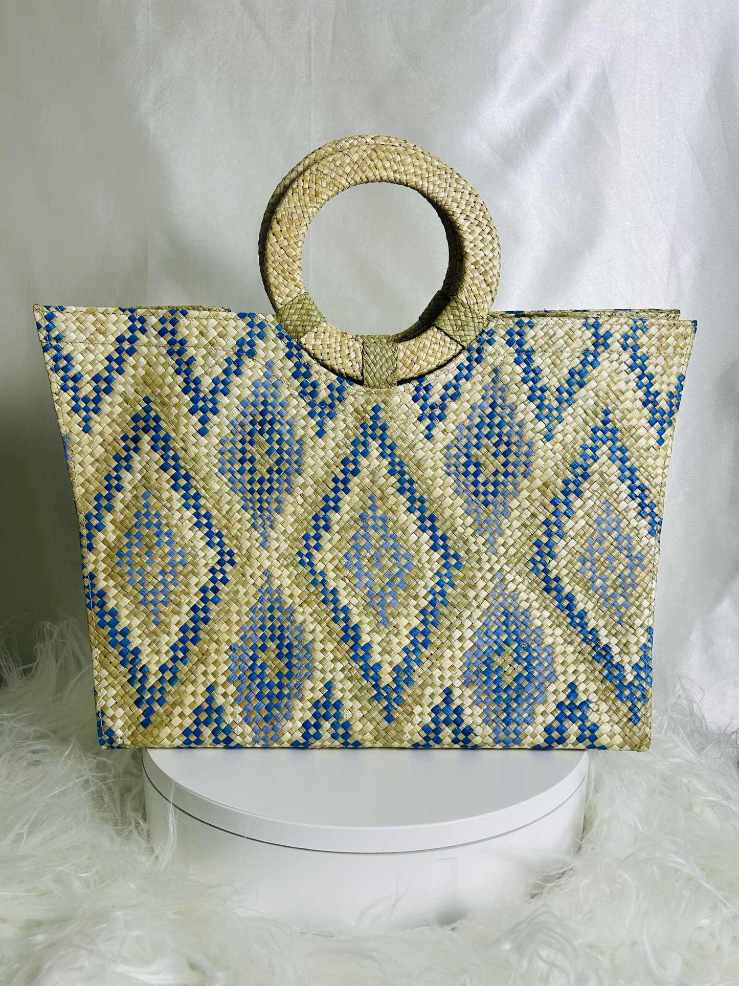 Medium Expandable Handwoven Banig Handbag with Round Handle
