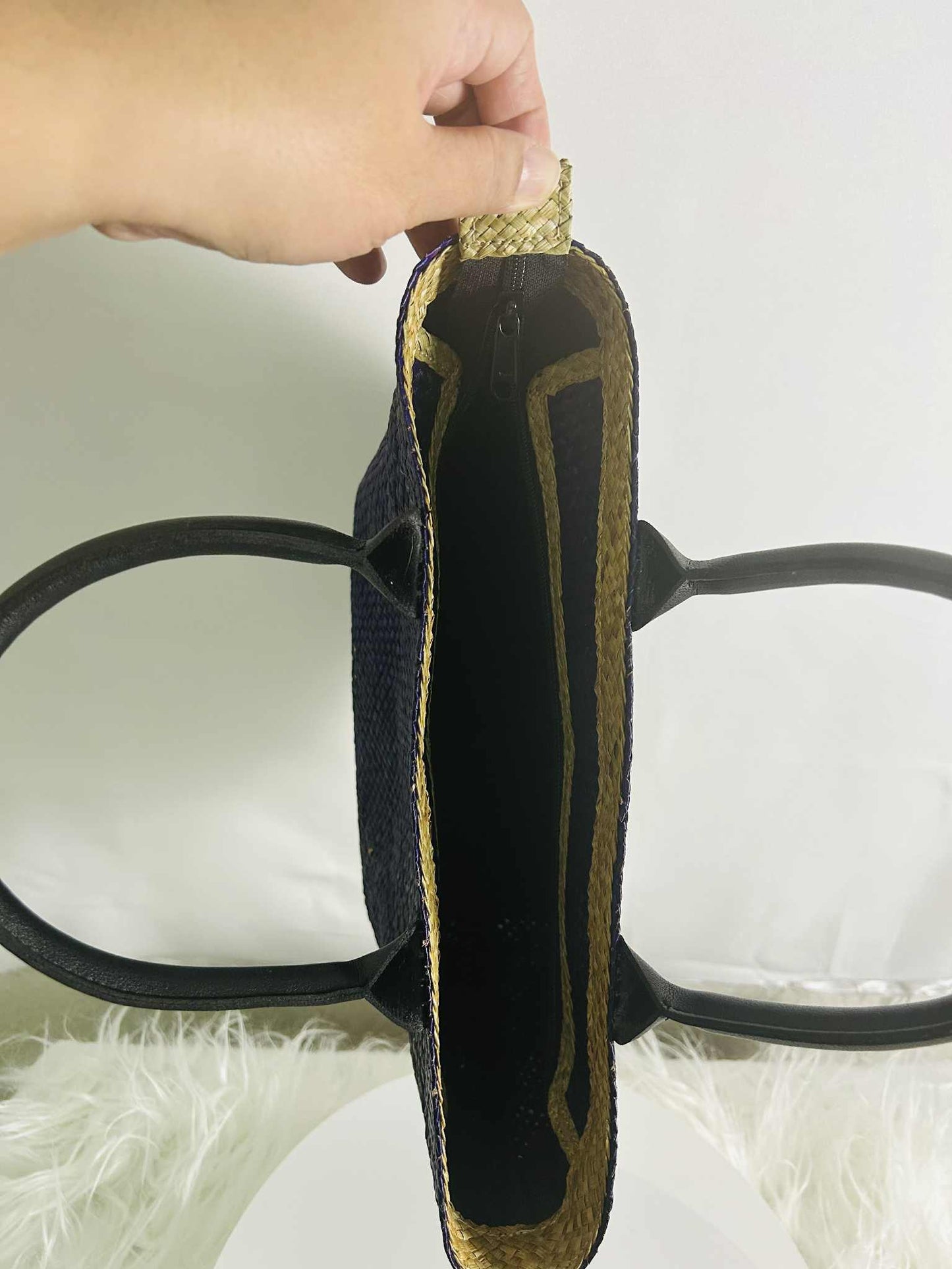 Customized Handwoven Banig Handbag with Leather Handle