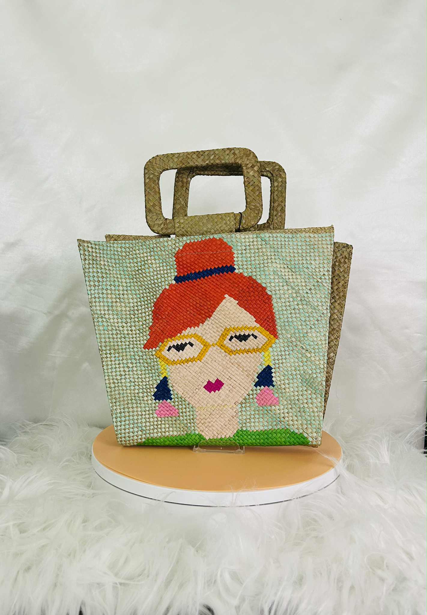 Handwoven Banig Face Tote Handbag with strap