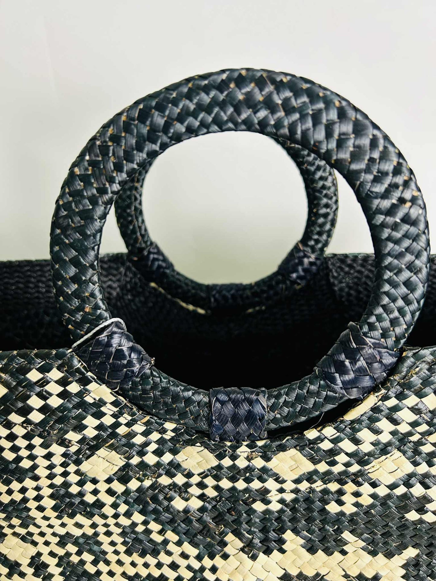 Medium Handwoven Banig Handbag with Round Handle