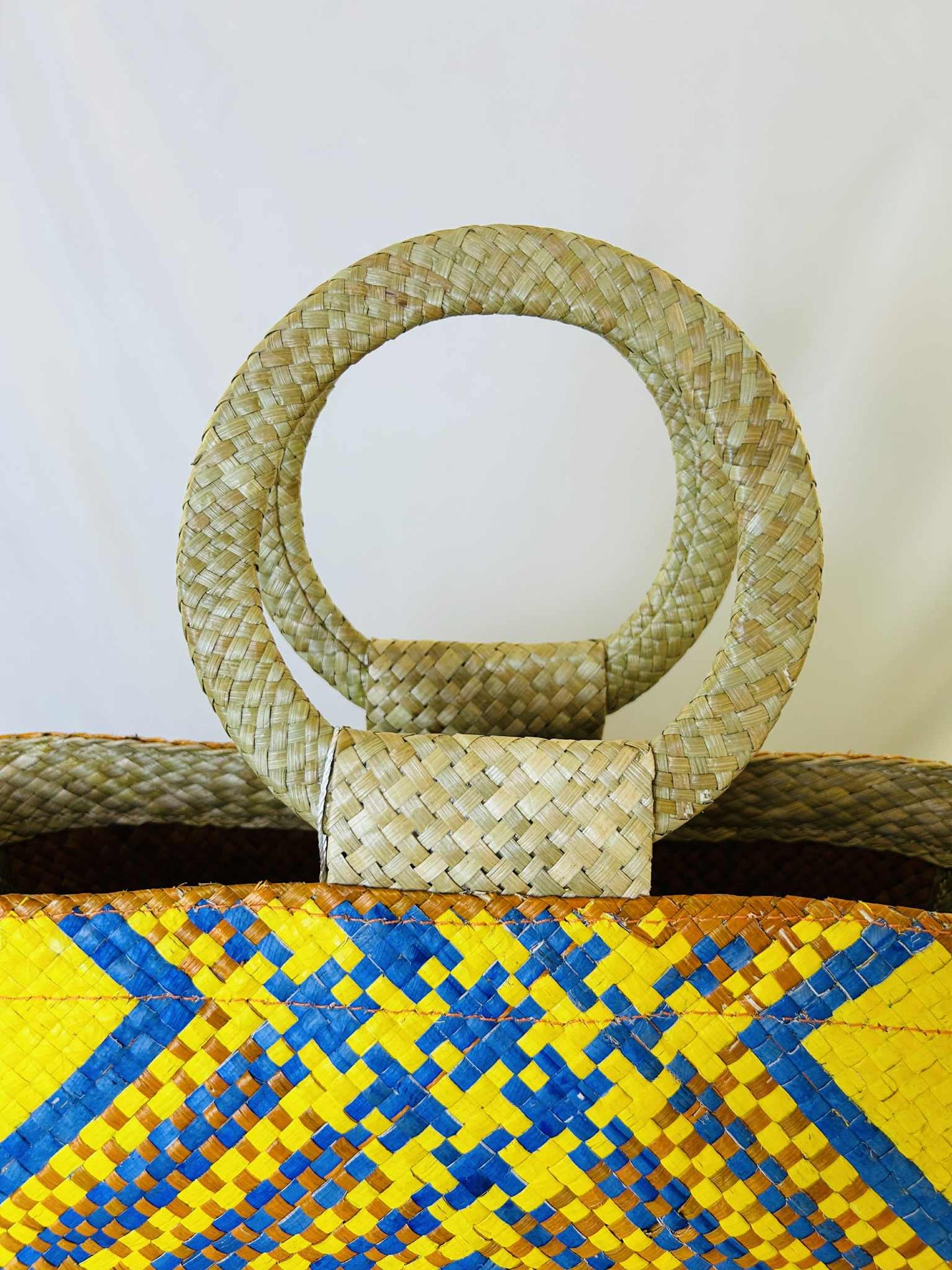 Small Handwoven Banig Tote Bag with Round Handle