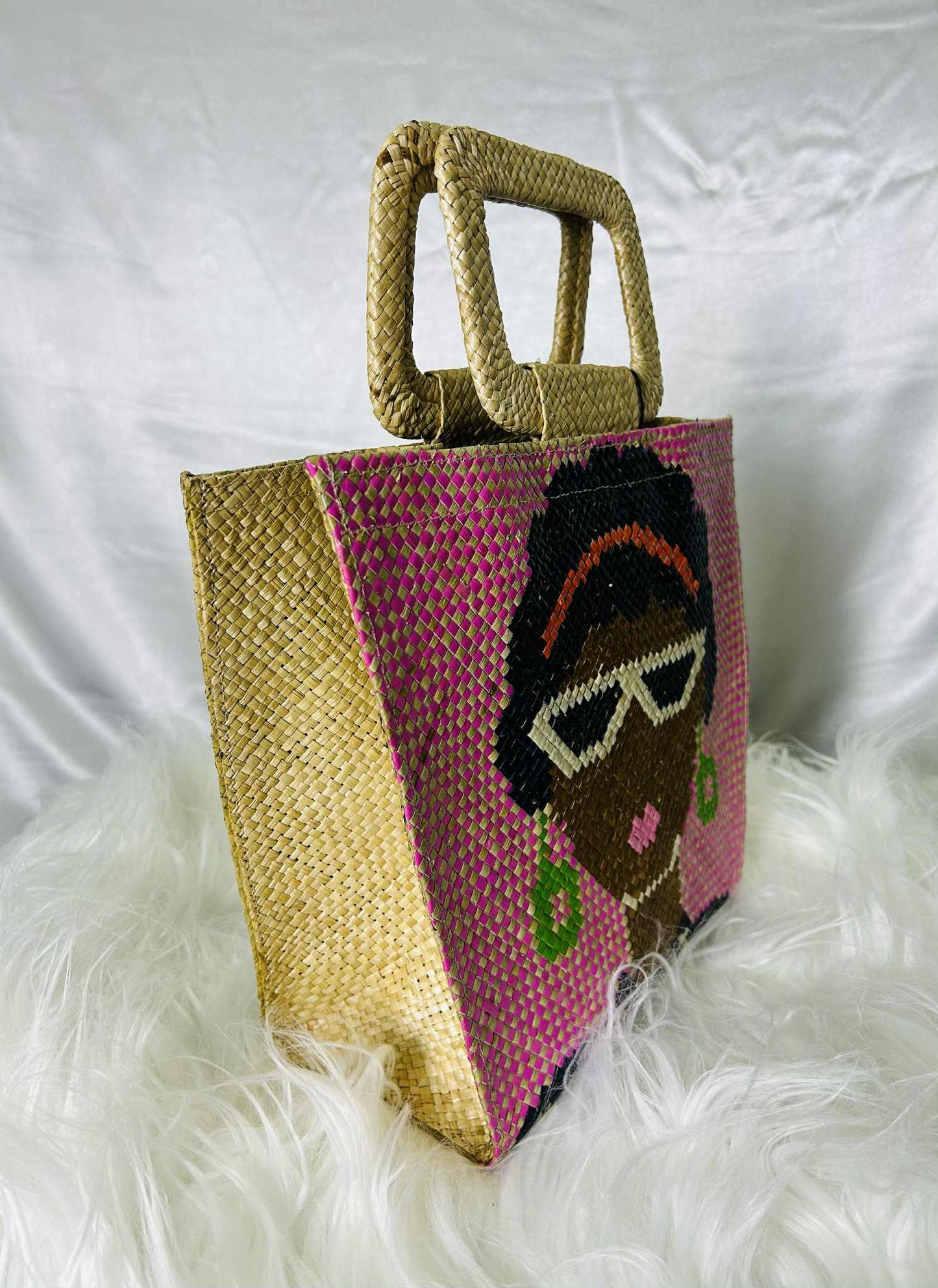 Handwoven Banig Face Tote Handbag with strap