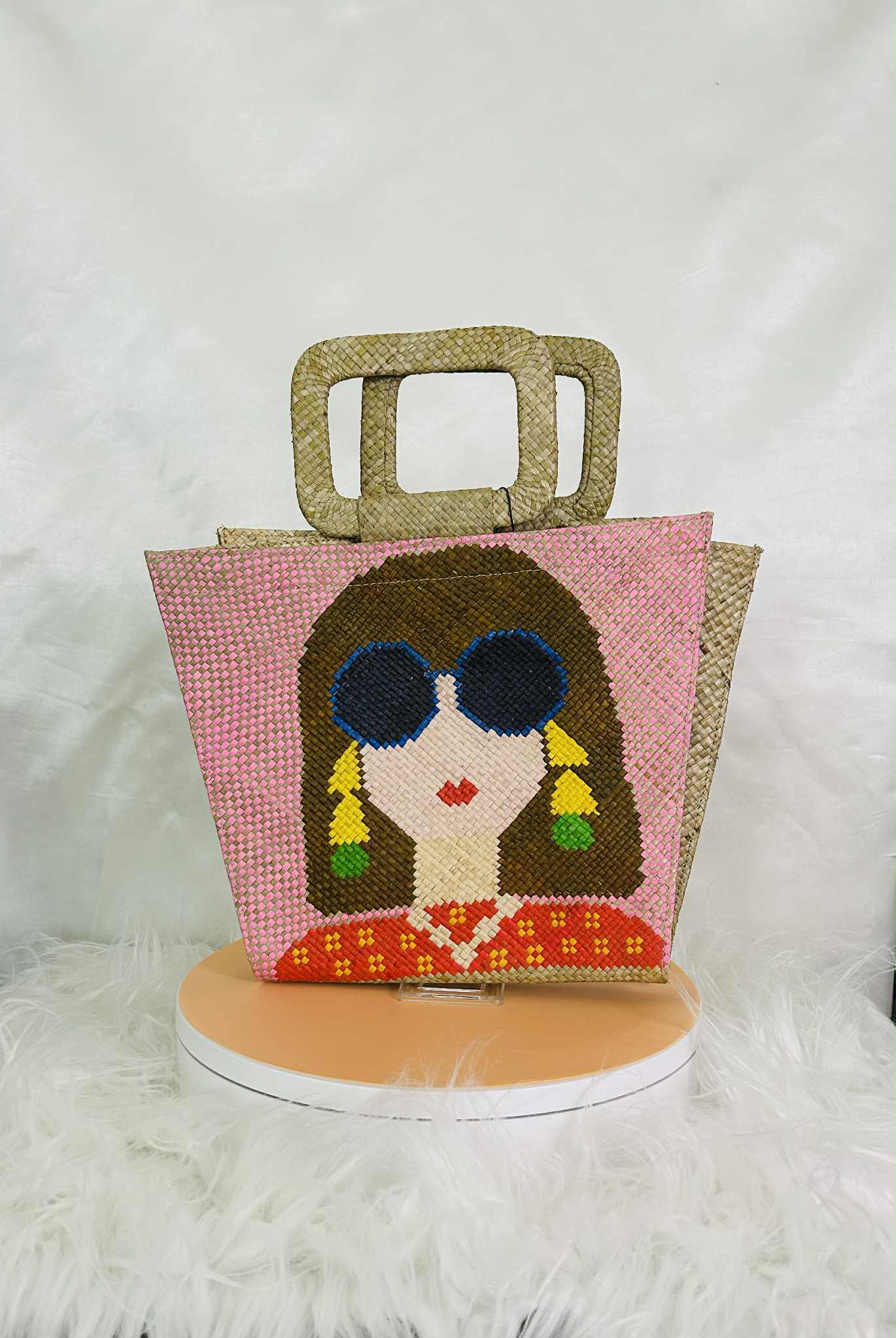 Handwoven Banig Face Tote Handbag with strap