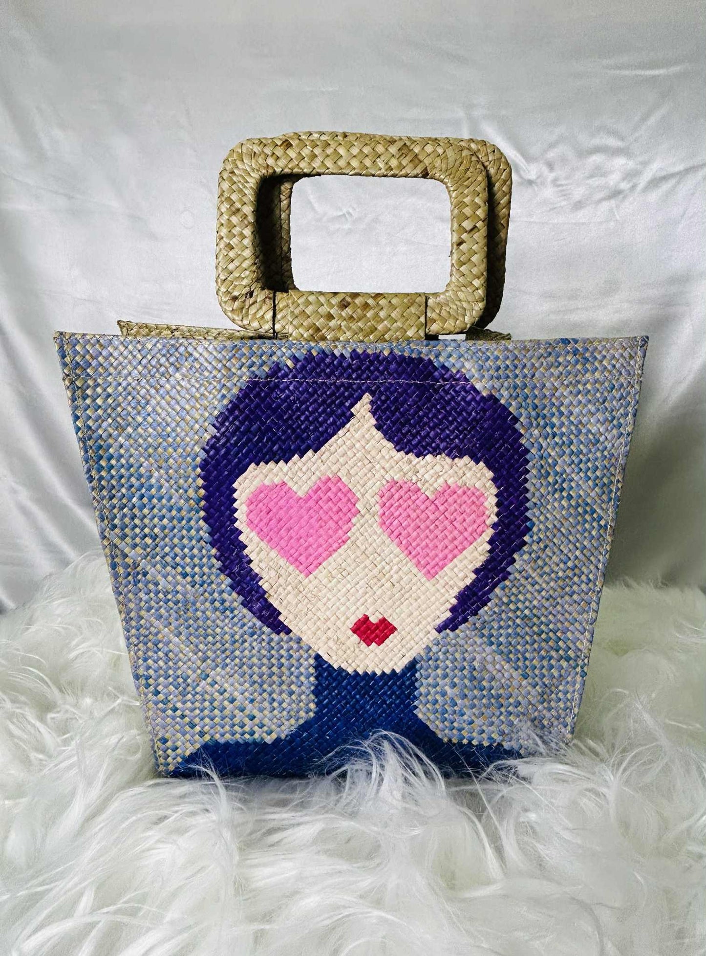 Handwoven Banig Face Tote Handbag with strap
