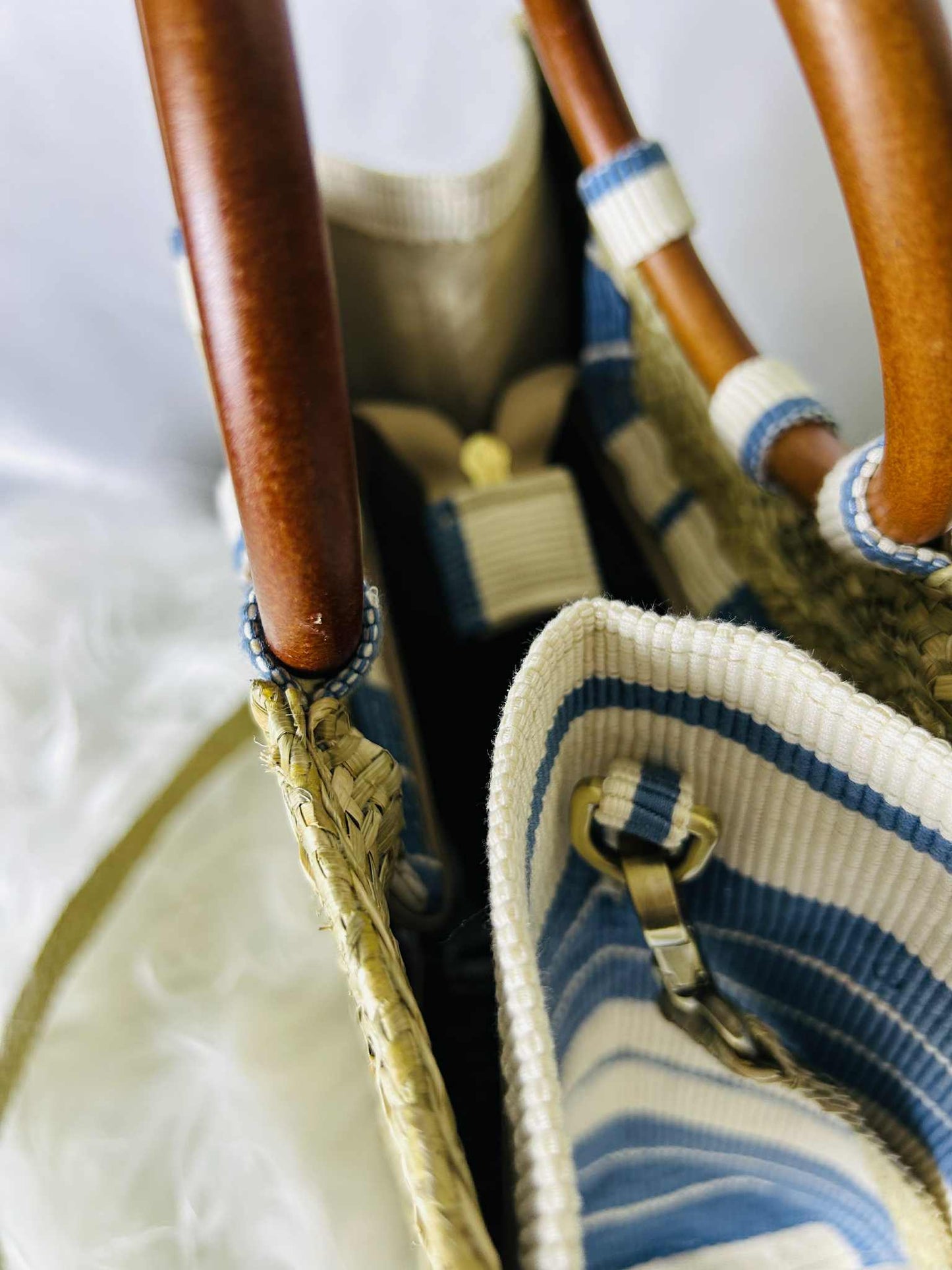 Larabel Small Tote with Wooden Handle and Detachable Strap