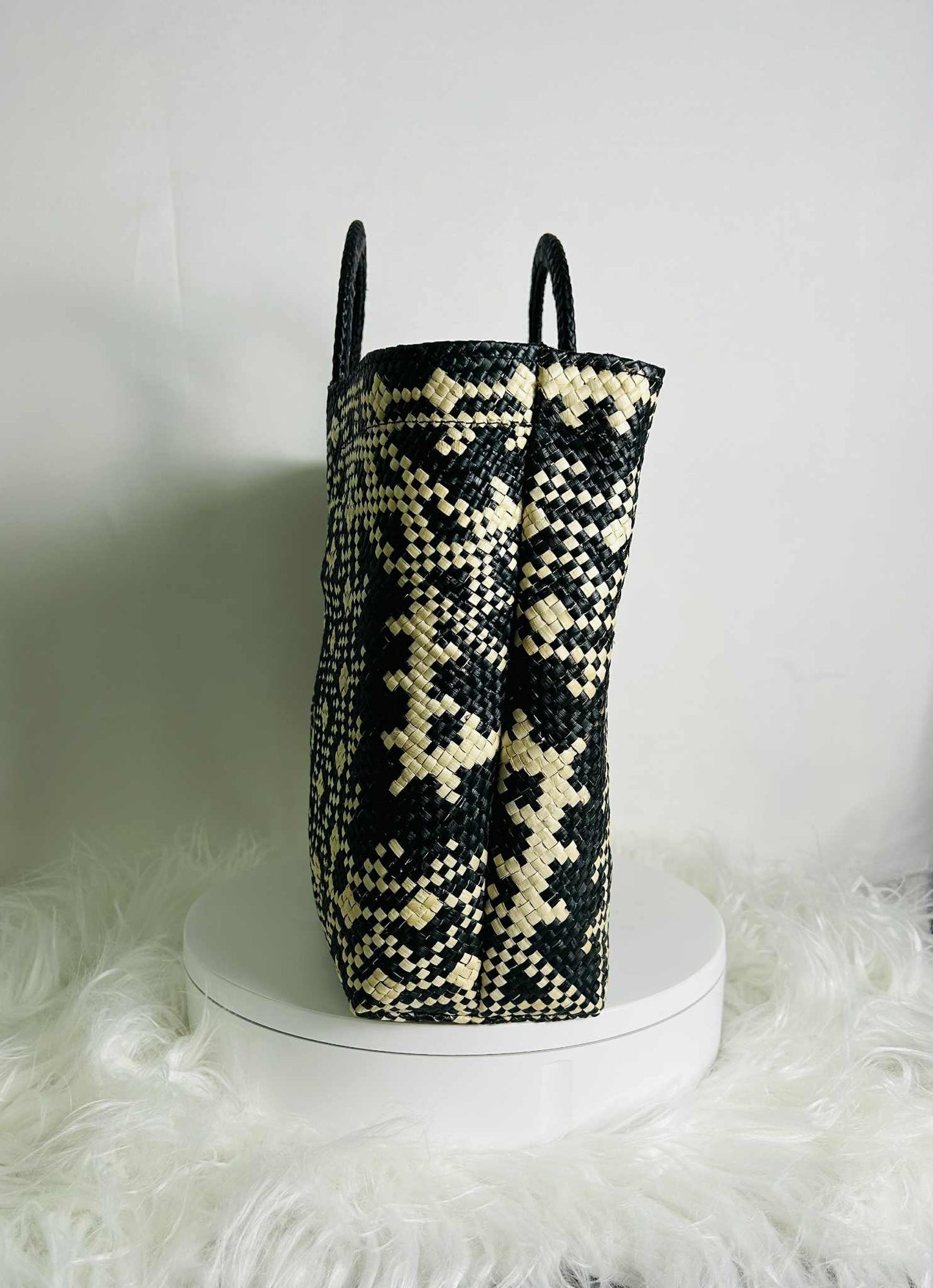 Medium Handwoven Banig Handbag with Round Handle